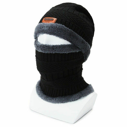 Winter Hat Knitted Neck Collar Thermal Beanie Cap Outdoor Camping Hiking Travel
