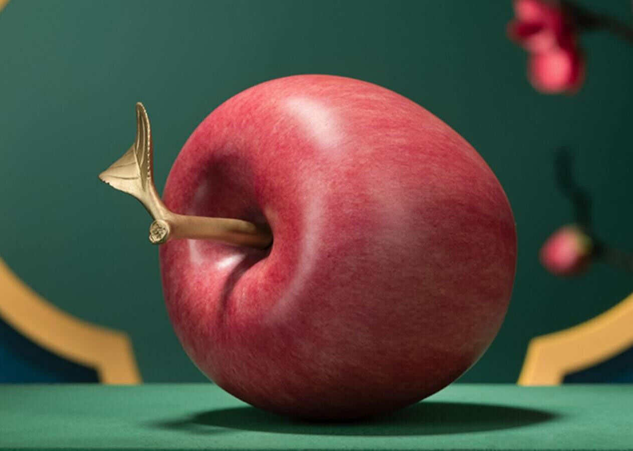 All copper ornaments, auspicious apple handicraft decorations