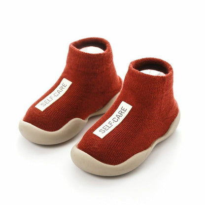 Unisex Baby Shoes First Walkers Toddler Girl Soft Rubber Knit Booties Anti-slip