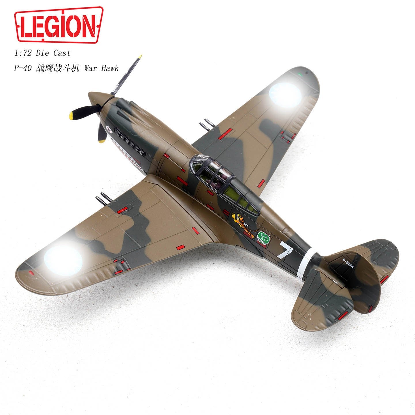 1:72 LEGION P-40C(Hawk 81A-2) #7 Fighter Plane Diecast Military Aircraft Model
