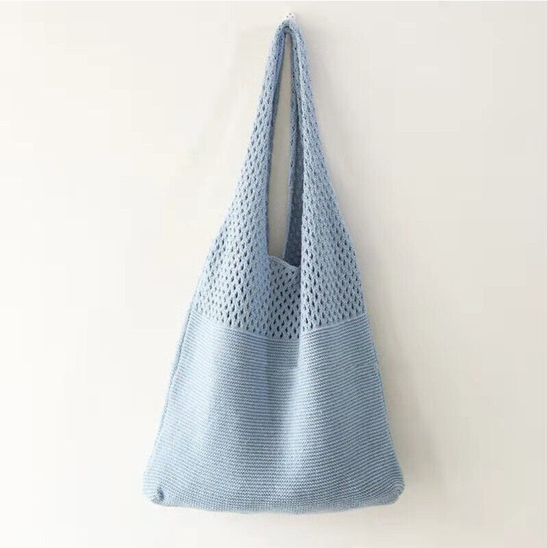 Large Capacity Totes Hollow Woven Shoulder Bag Knitted Handbags Crochet Braided