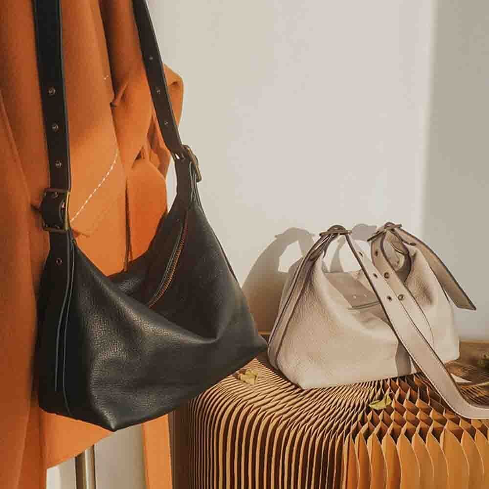 Retro Style Handbag Purse Thick Genuine Leather Crossbody Shoulder Bag Zipper
