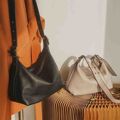 Retro Style Handbag Purse Thick Genuine Leather Crossbody Shoulder Bag Zipper