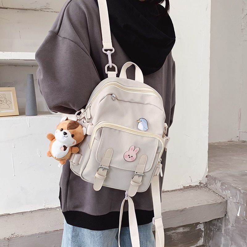 Mini Backpack Shoulder Bag Multi-Function Small Fashion School Nylon 12 Inches
