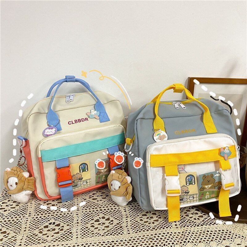 Contrast Colors Backpack Waterproof Nylon Buckle Small Traveling Bag 31*11*27 CM