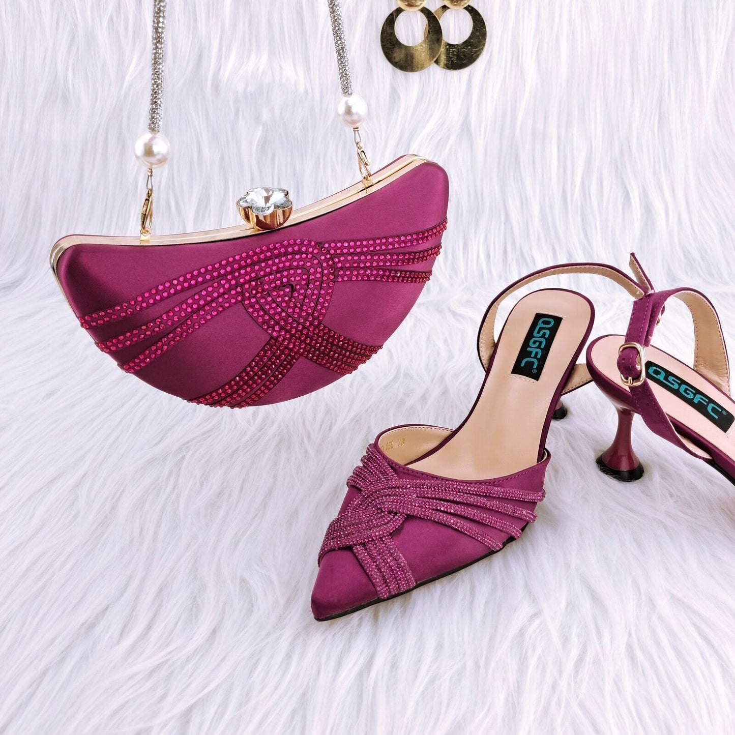 With Cashew Bag Exquisite Banquet Ladies Shoes And Bag