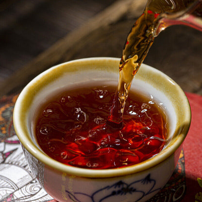 357g Yiwu Scrape Wind Zhai Puerh Tea Palace Material Puerh Ripe Tea Cake 12.59oz