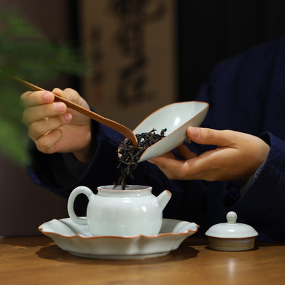 Porcelain Holder For Loose Tea Ruyao Craft Crackle Glaze Tea Mat With Feet New