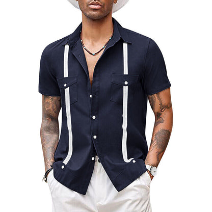 Men T-shirt Short Sleeve Tops Blouse V Neck Casual Shirts Baggy Beach Fashion ⊰