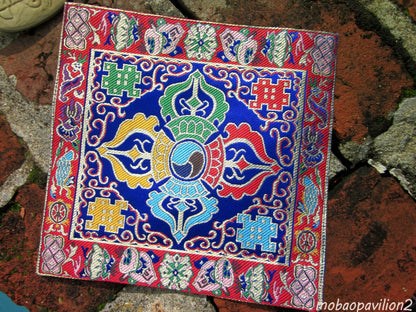 8.6" New ROYAL BLUE DORJE SQUARE SILK BROCADE ALTAR CLOTH BUDDHIST NEPAL