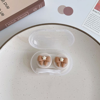 Women Contact Lens Case Plastic Lovely Cat Paw Container Storage Box 6.4x4x2.5cm