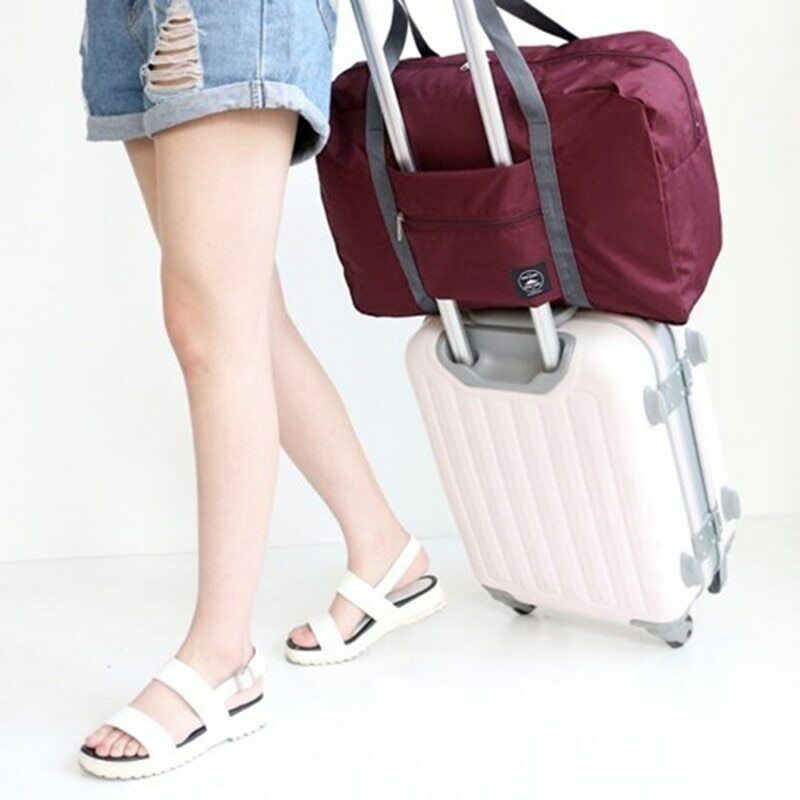 Nylon Foldable Travel Bags Large Capacity Solid Color Luggage Handbags Men Women