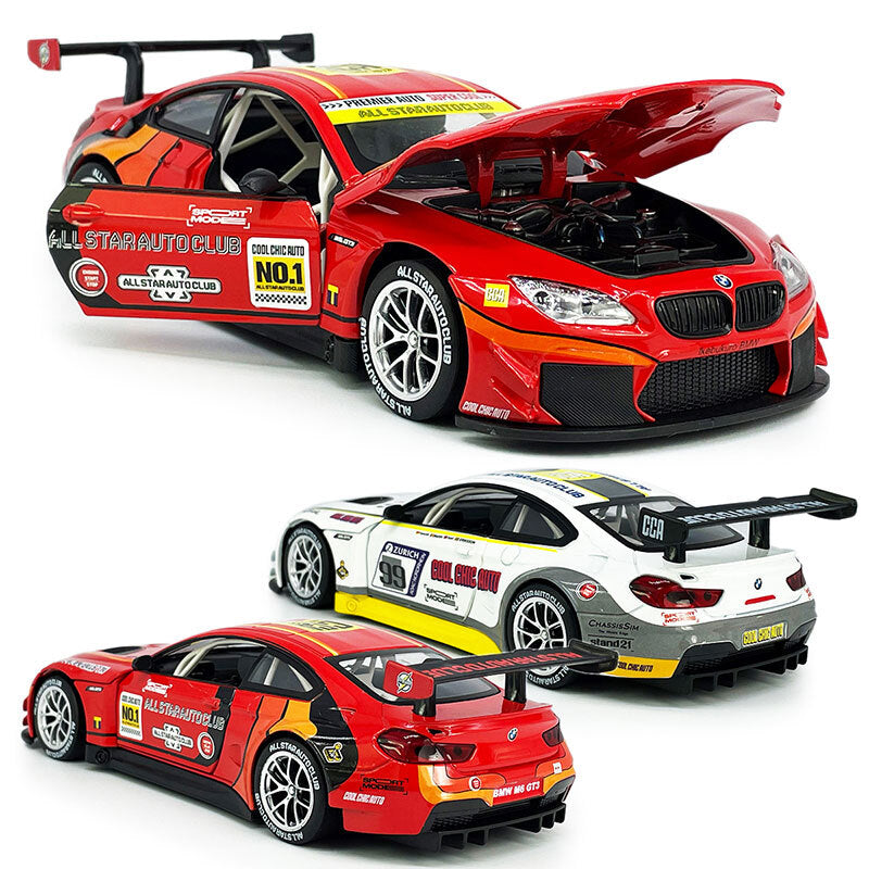 1/24 BMW M6 GT3 Model Car Diecast Toy Vehicle Boys Toys Kids Gifts Doors Open