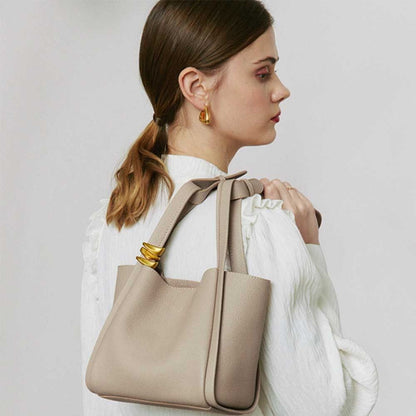Genuine Leather Bucket Bag Unique Handbag Soft Cowhide Shoulder Bags 19*13*18 CM