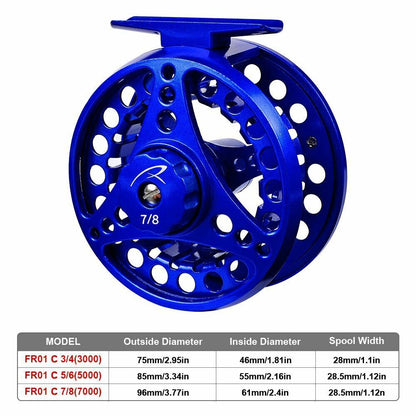 Fly Fishing Wheel 3/4-5/6-7/8 WT Reel Aluminum CNC Machine Cut Large Die Casting