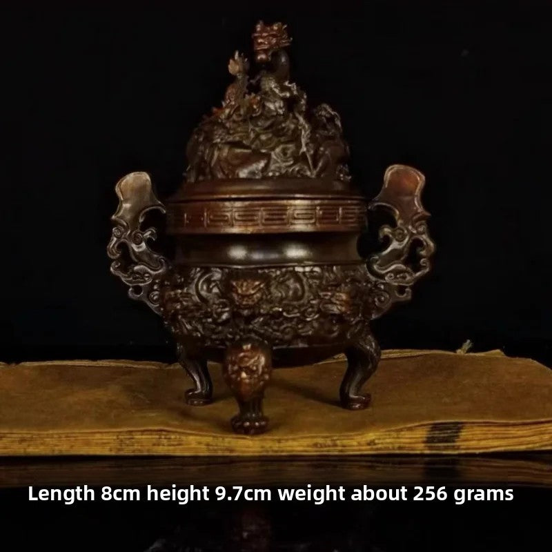 Brass Chinese Style Jiulongding Kowloon Alchemy Furnace Incense Burner