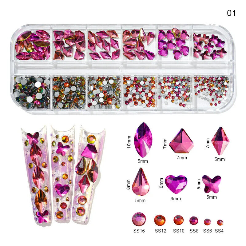 Nail Charms 30Pcs Boxed Luxury Shiny Planet Alloy 3D Art Rhinestones Bling Decor