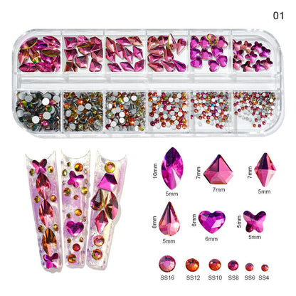 Nail Charms 30Pcs Boxed Luxury Shiny Planet Alloy 3D Art Rhinestones Bling Decor