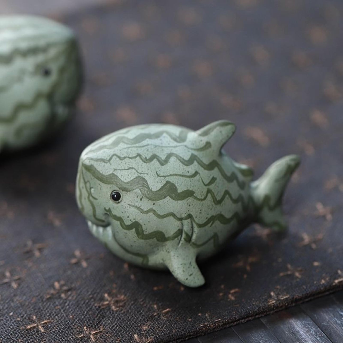 Handmade Watermelon Shark Tea Pet Ornament 7cm Chinese Tea Table Decor Tea Play