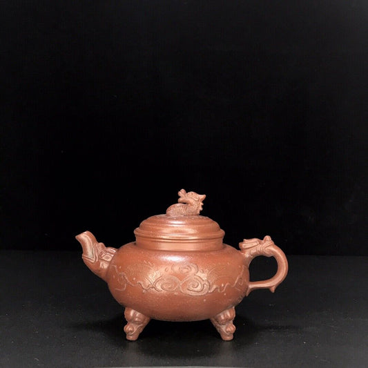 vintage chinese yixing purple clay teapot zisha ceremony carving Collectible art