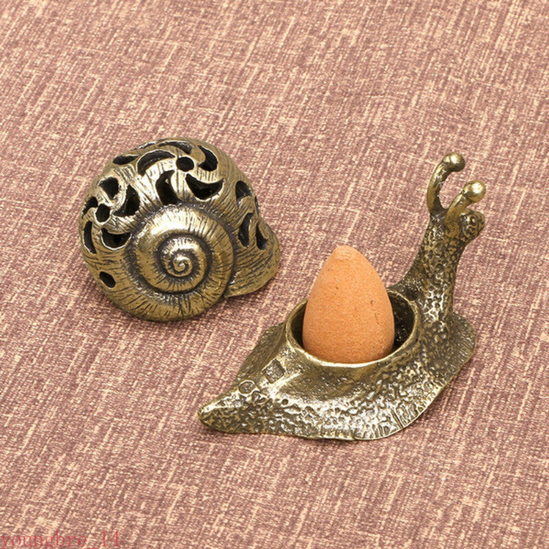 Pure Copper Mini Snail Small Ornament Desk Decoration Tea Pet Incense Holder