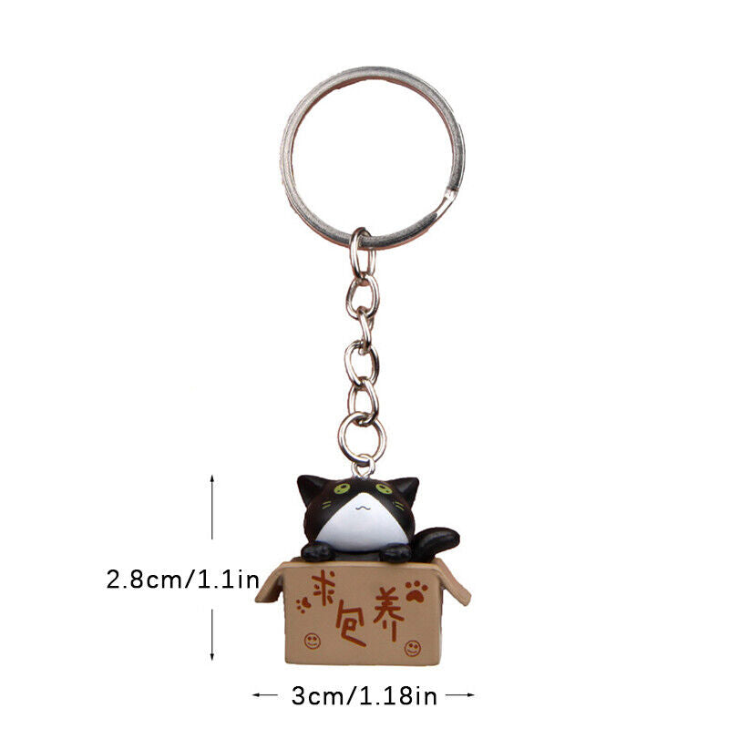 Creative Cute Little Cat Box Keychain For Women Men Keychain Bag Car Pendants