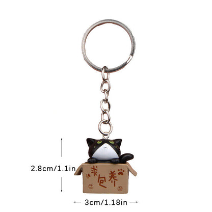 Creative Cute Little Cat Box Keychain For Women Men Keychain Bag Car Pendants