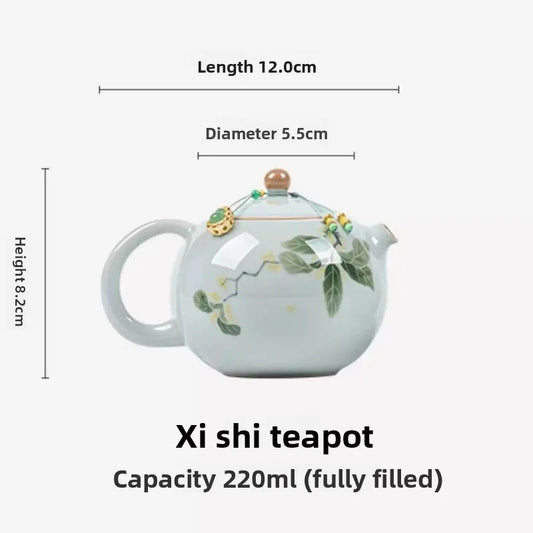 220ml Ceramic Handpainted Osmanthus Xishi Teapot High-end Kung Fu Teaware