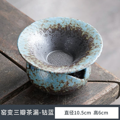 Kiln Baked Stoneware Gilding Tea Funnel Tea Strainer Group Creative Tea Strainer