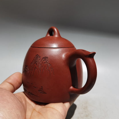 Chinese Yixing Zisha Clay Handmade Exquisite Teapot （秦权壶 底款：顾景舟）