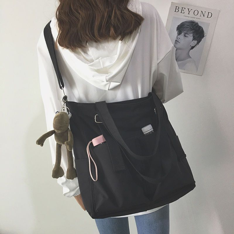 Waterproof Large Capacity Canvas Girl Shoulder Hand Bucket Bag Basket Crossbody