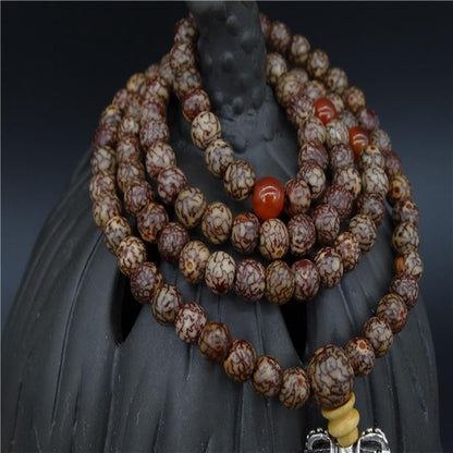 7mm Tibetan Buddhism 108 Gold-line Bodhi Mala Prayer Beads Necklace
