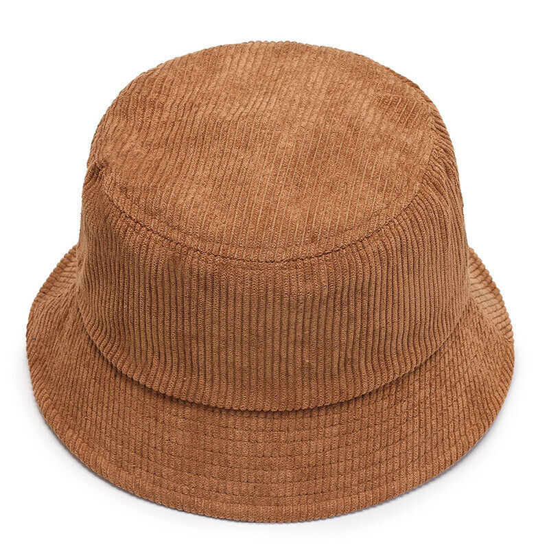 Unisex Bucket Hat Corduroy Panama Cap Fishing Hats Fall Winter Plain Casual Cap