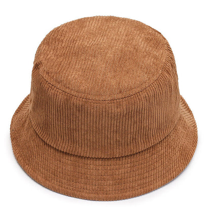 Unisex Bucket Hat Corduroy Panama Cap Fishing Hats Fall Winter Plain Casual Cap