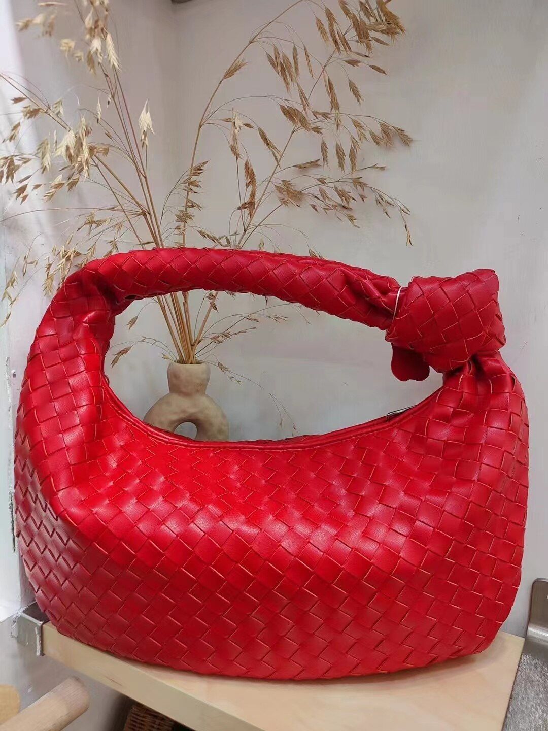 Luxury Synthetic Leather Handbag Large Shoulder Bag Woven Soft Underarm Bag Zipp