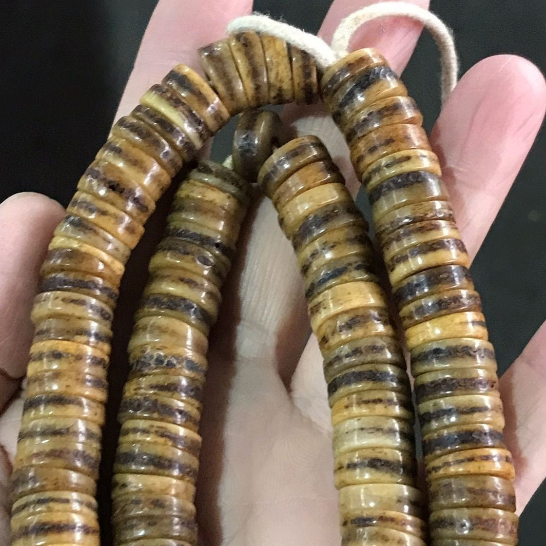 Genuine Tibetan Bone Prayer Beads - 12mm Old Antique Buddhist Mala Bracelet