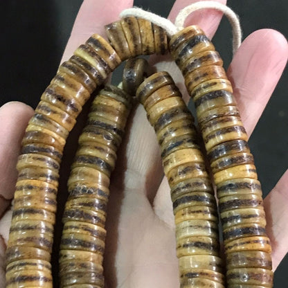Genuine Tibetan Bone Prayer Beads - 12mm Old Antique Buddhist Mala Bracelet