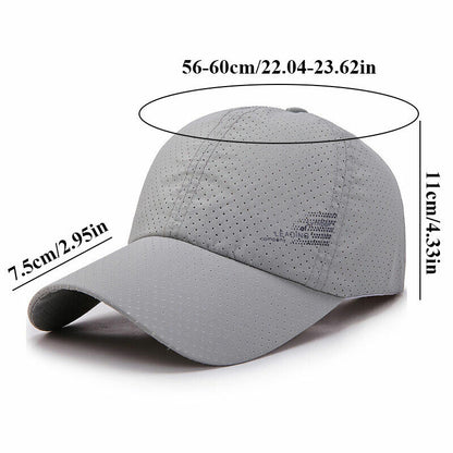 Unisex Quick Dry Baseball Cap Snapback Hat Breathable Sport Summer Outwear Hats
