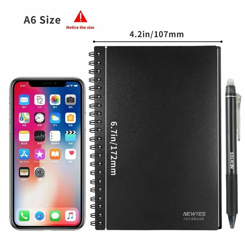 Notebook A6 Size Smart Reusable Erasable Erase Notepad Note Pad Lined Pen Paper
