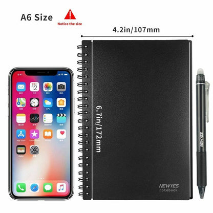 Notebook A6 Size Smart Reusable Erasable Erase Notepad Note Pad Lined Pen Paper