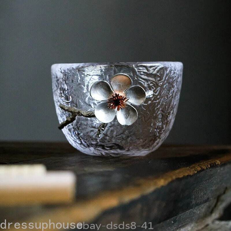 Glass Cup Tea Cup Single Cup Flower Kung Fu Tea Set Drinking Glass Transparent