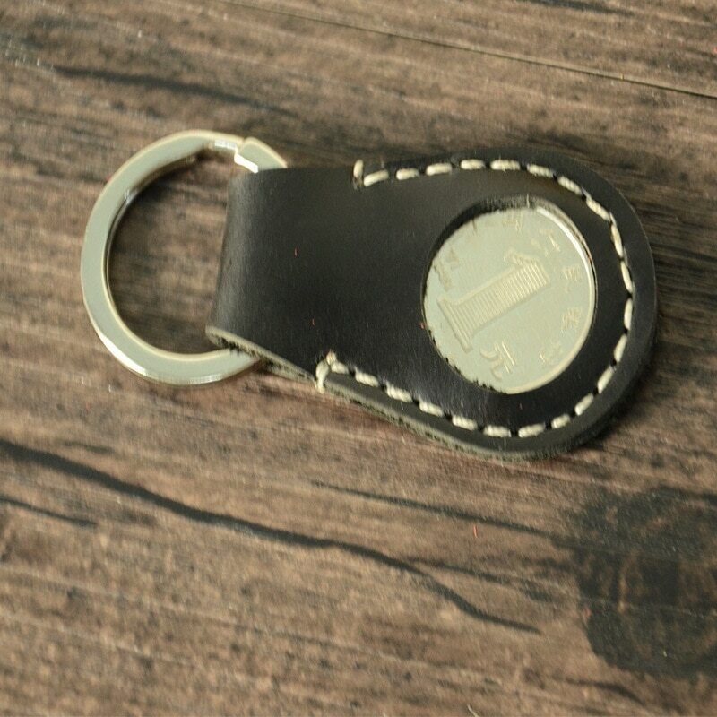 Genuine Leather Keychain Coin Storage Bags Multifunctional Cowhide Home Key Ring