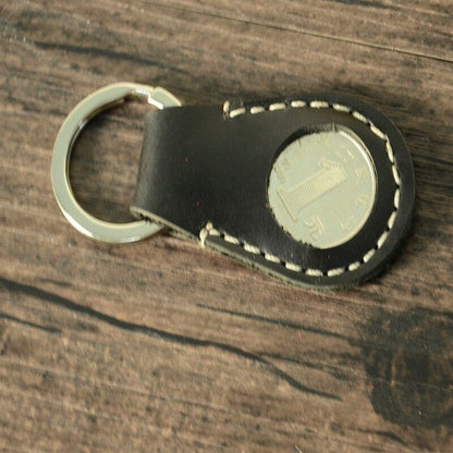 Genuine Leather Keychain Coin Storage Bags Multifunctional Cowhide Home Key Ring