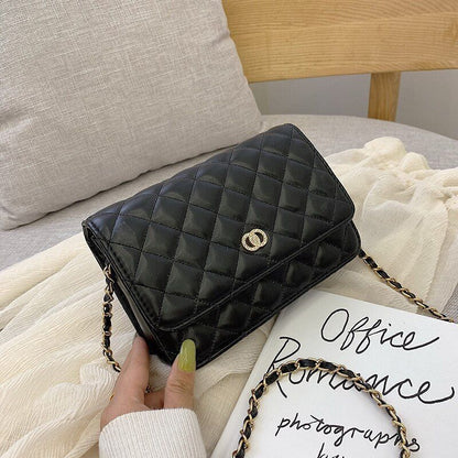 Small Square Bag Leather Shoulder Bag Casual Chain Crossbody Bag Polyester Hasp