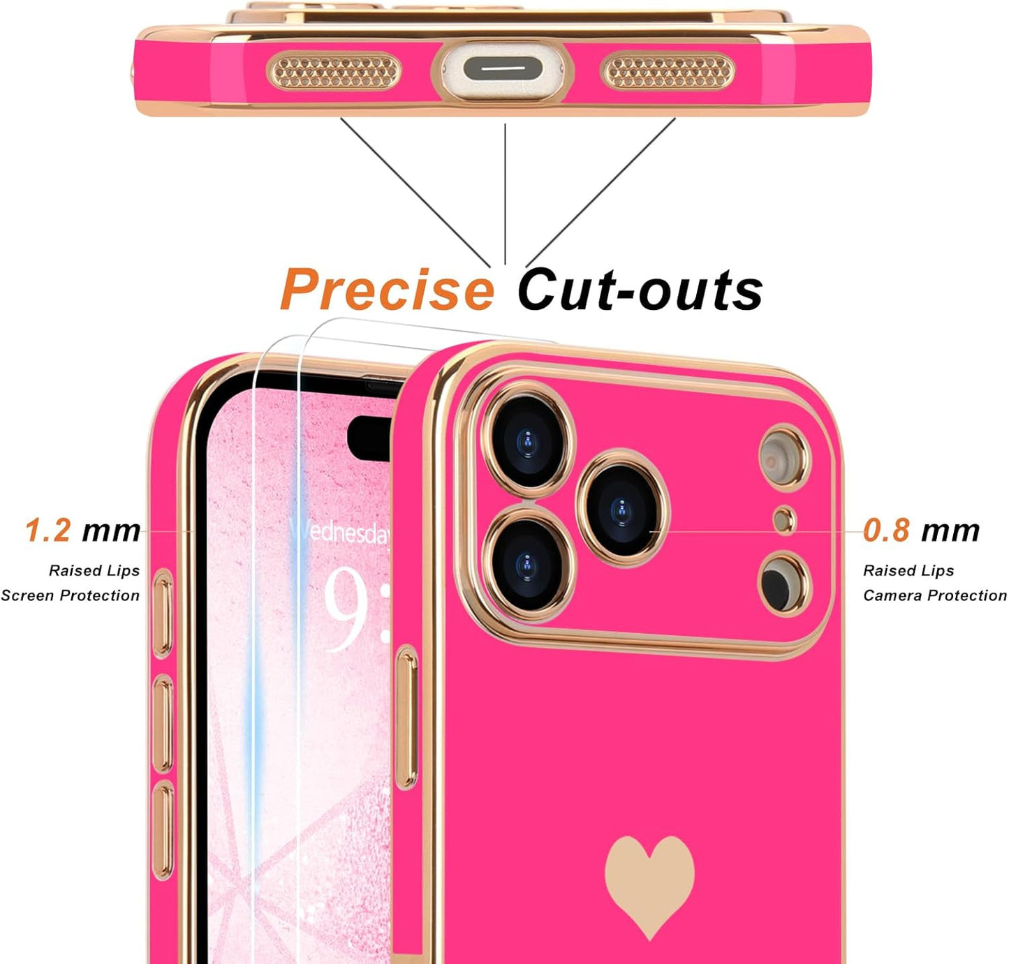 for Iphone 17 Pro Max Case with Screen Protector [2 Pack] Girl Women Cute Girly