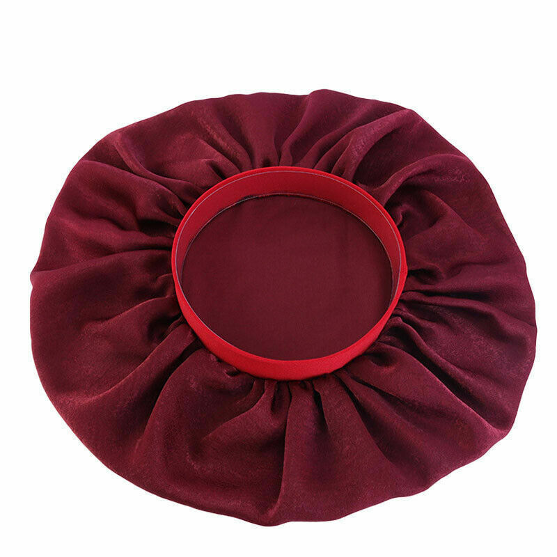 Silk Night Sleep Cap Hair Bonnet Hat Satin Wide Band Large Jumbo Head Cover Size