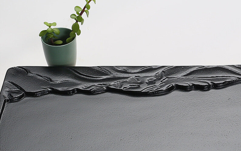 China black stone tea tray fish carved serving tray water draining tea table new
