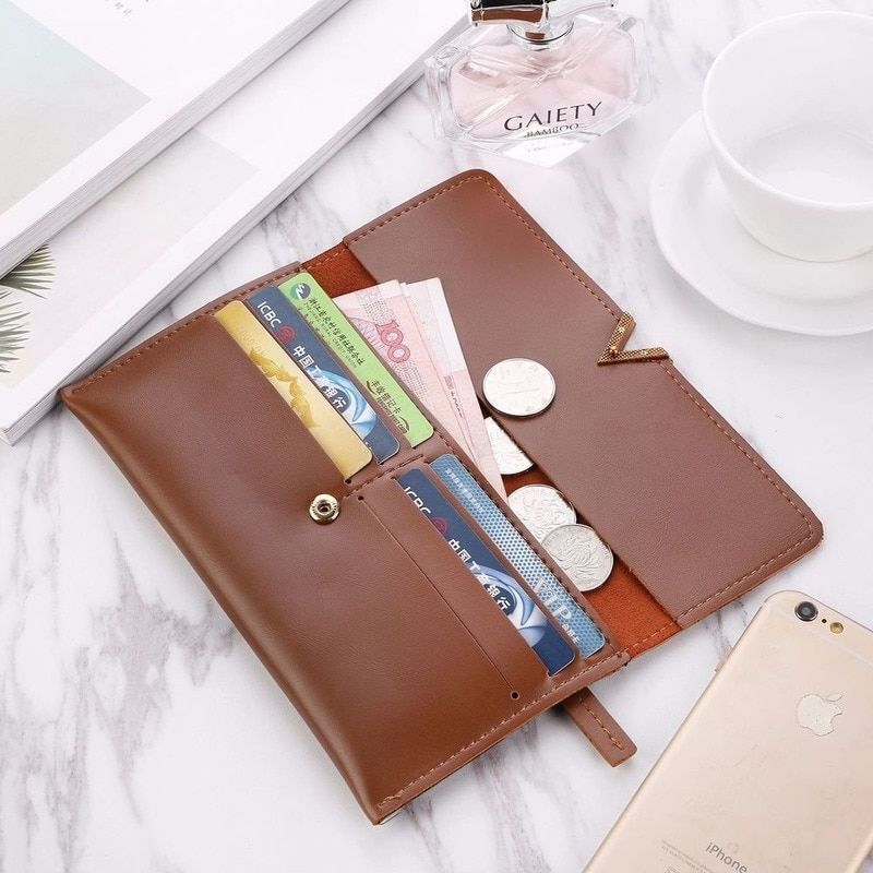 Synthetic Leather Women Wallet Hasp Zipper Coin Card Holder Bag Purse 19.5*9.5CM