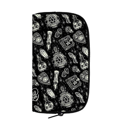 Cute Black Witch Wallet Money Bags Skull Gothic Purses Credit Card Phone Holder
