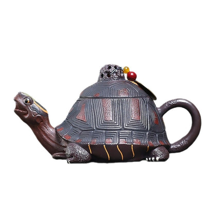 Yixing Zisha Teapot Turtle Shape Fu Jia Tian Xia Raw Purple Clay Kung Fu Tea Pot